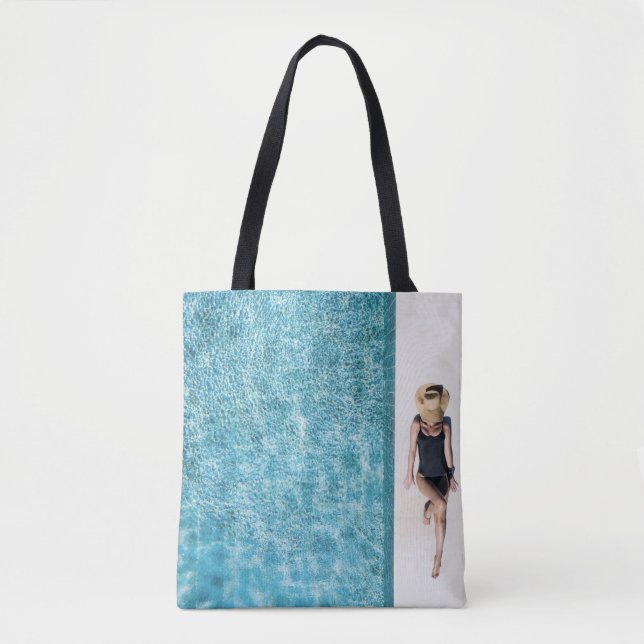 Bolsa Tote Mulher de biquíni preto e sol branco (Frente)