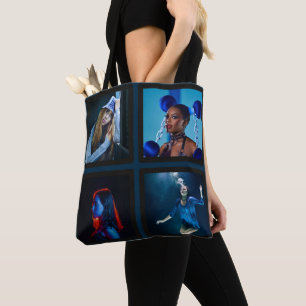 Bolsa Tote Mulher de colagem azul preto moderno
