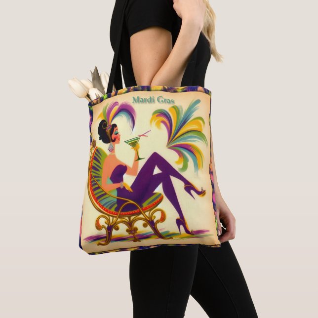 Bolsa Tote Mulher de Martini Retro Meados do Século Mardi Gra (Close Up)