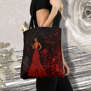 Bolsa Tote Mulher de Vestido Vermelho Artístico