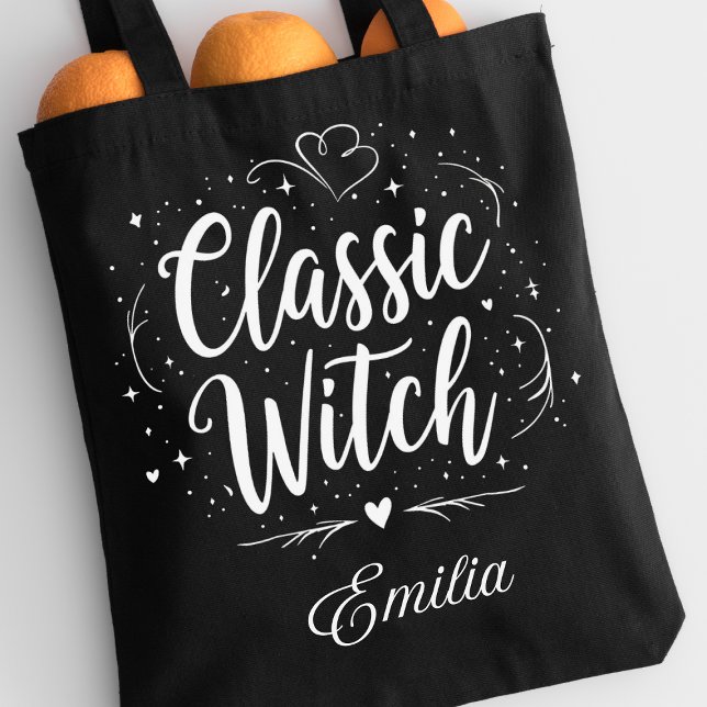 Bolsa Tote Mulher do Dia das Bruxas Clássicas Elegante Nome P (Criador carregado)