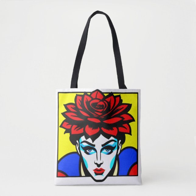 Bolsa Tote mulher e flor bonitinha de pop art (Frente)