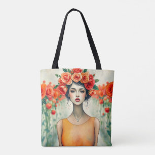 Bolsa Tote Mulher e Rosas