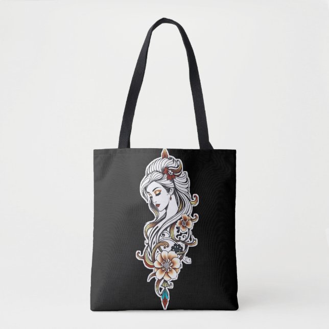 Bolsa Tote Mulher Elegante com Flores (Frente)