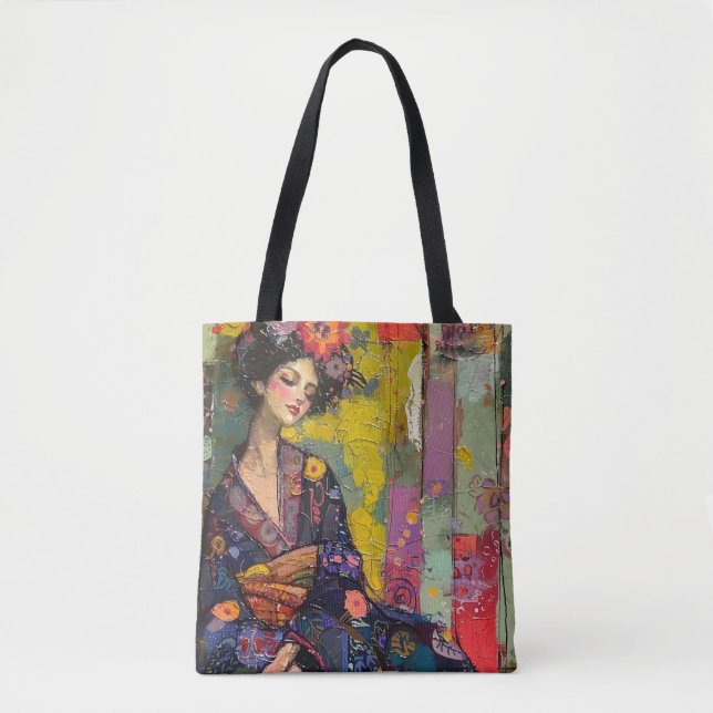 Bolsa Tote Mulher Feliz de Kimono (Frente)