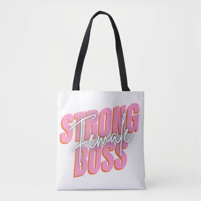 Bolsa Tote Mulher Forte Chefe Rosa E Branco (Frente)