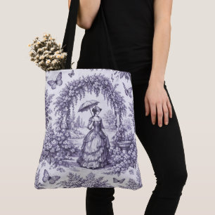 Bolsa Tote Mulher Francesa no Jardim Toile de Jouy
