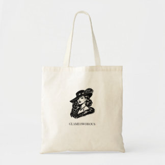 Bolsa Tote Mulher Glamurosa com Ilustração de Moda de Gato