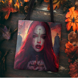 Bolsa Tote Mulher Gótica de Cabelo Vermelho