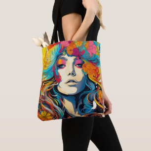 Bolsa Tote Mulher Hippie Psicodélica dos Anos 60 e 70