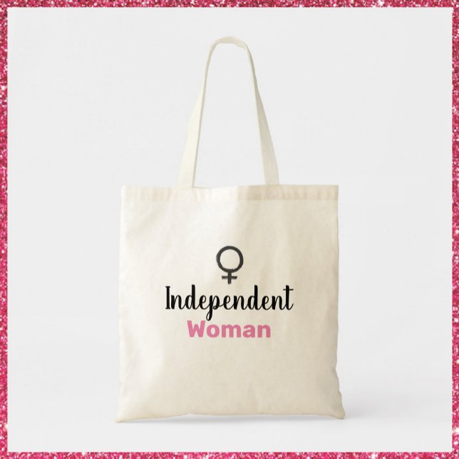 Bolsa Tote Mulher Independente Retrorna, Rosa e Negra (Criador carregado)
