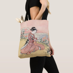 Bolsa Tote Mulher Japonesa Escolhendo Chrysanthemum