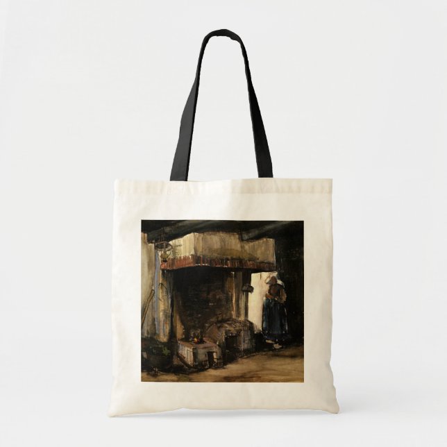 Bolsa Tote Mulher junto à Lareira por Vincent van Gogh (Frente)