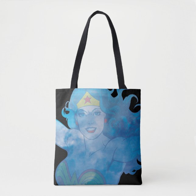 Bolsa Tote Mulher Maravilha Azul Sky Silhouette (Frente)