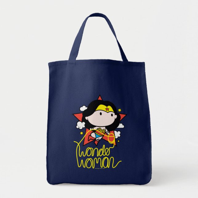 Bolsa Tote Mulher Maravilha Chibi Voando com Laço (Frente)