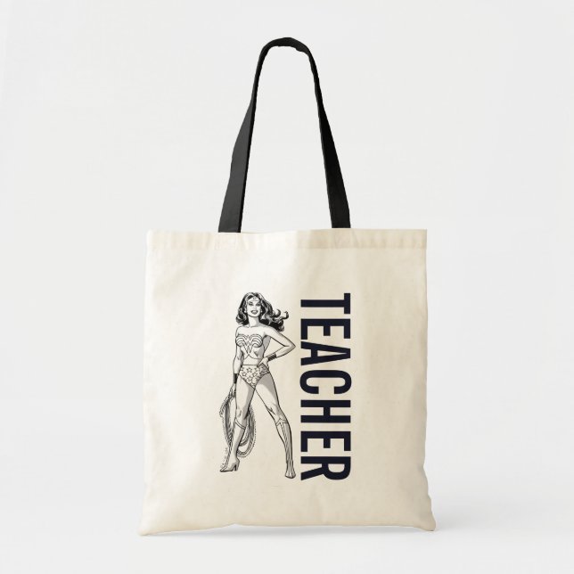 Bolsa Tote Mulher Maravilha Preta e Branco (Frente)