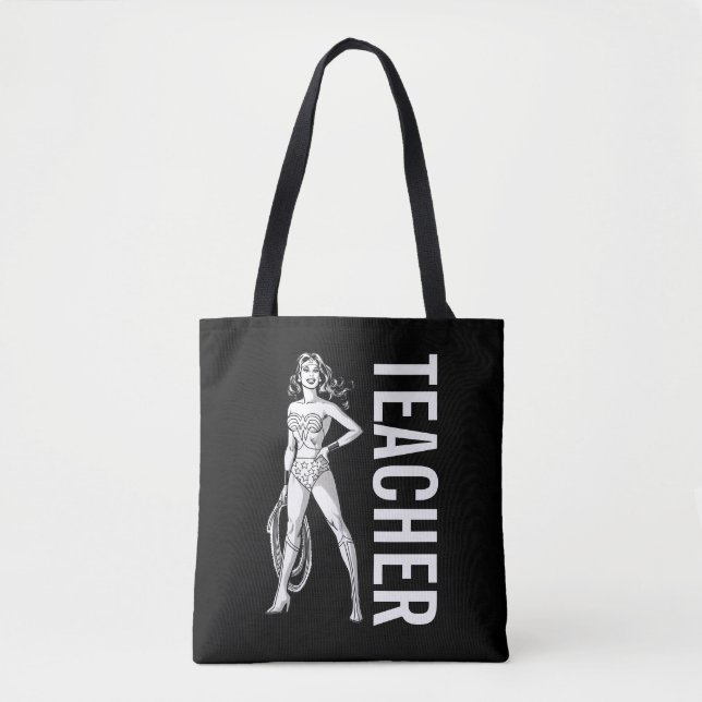 Bolsa Tote Mulher Maravilha Preta e Branco (Frente)