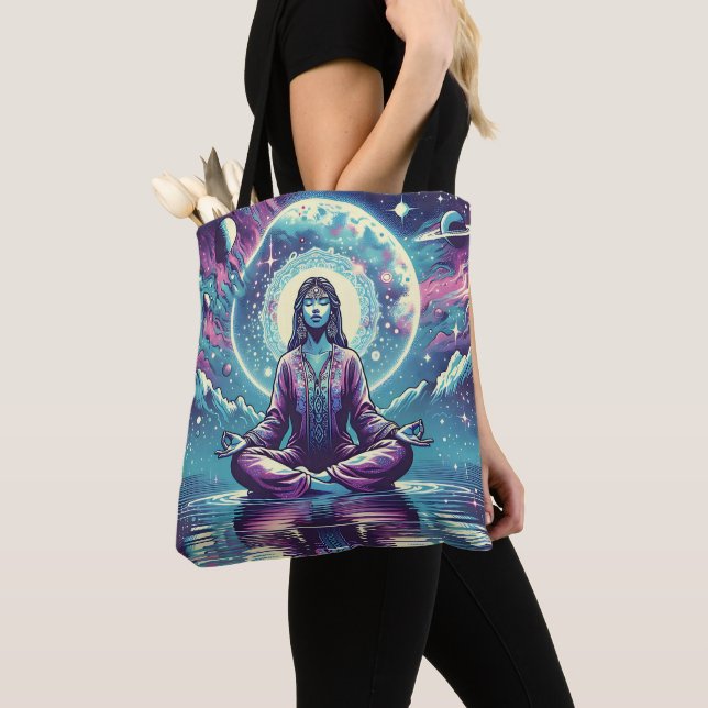 Bolsa Tote Mulher Meditando Arte Serena Espiritual (Close Up)