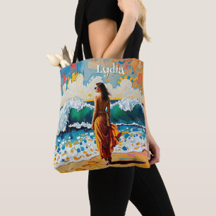 Bolsa Tote Mulher na Arte Abstrata da Praia Personalizada à B