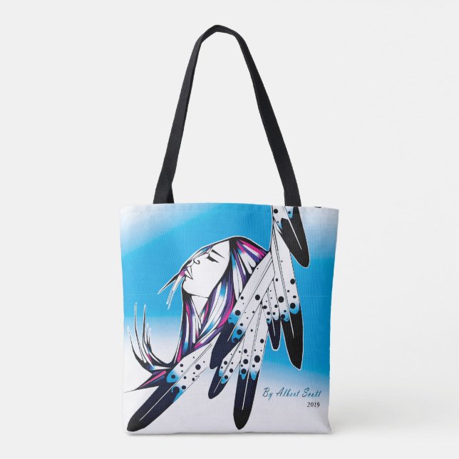Bolsa Tote Mulher nativa via Eagle penas tot bag (Verso)