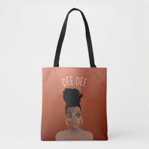 Bolsa Tote Mulher Negra com Maçãs Douradas e Arma Alto, Cas