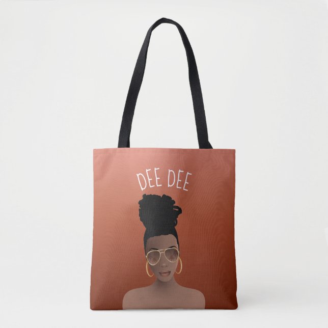 Bolsa Tote Mulher Negra, Dourada Sombreada e Arma Alta, Casta (Frente)