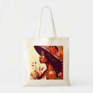 Bolsa Tote Mulher Negra no Saco Floral do Jardim