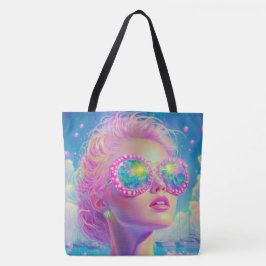 Bolsa Tote Mulher Neon Glamorosa com Óculos Espumantes