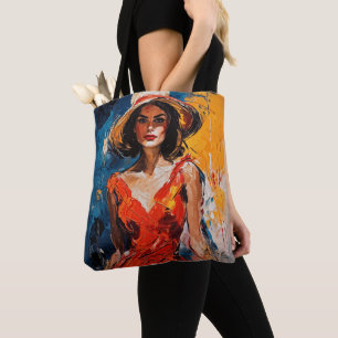 Bolsa Tote Mulher no vestido de coquetel vermelho