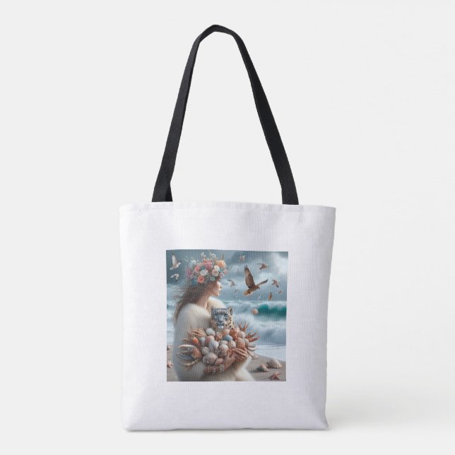 Bolsa Tote Mulher Ocean Snow Lepard (Verso)