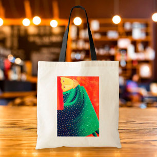 Bolsa Tote Mulher Pensando Pintura de Arte Fina