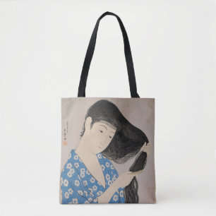 Bolsa Tote Mulher Penteando o Cabelo por Hashiguchi Goyo 