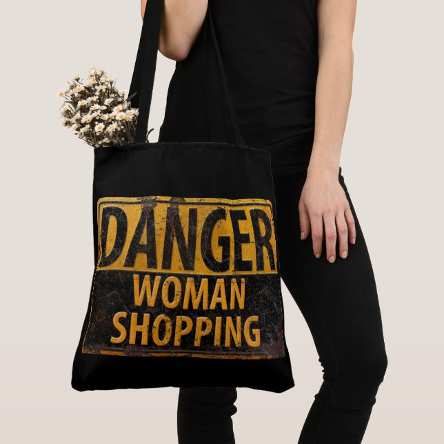 Bolsa Tote Mulher PERIGOSA Comprando - Sinal de aviso de meta (Close Up)