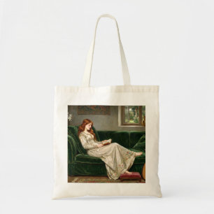 Bolsa Tote Mulher Ruiva Bonita Lendo Livro Artístico