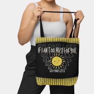 Bolsa Tote Mulher Sarcástica Amarela Preta Y2K Doodle Grunge