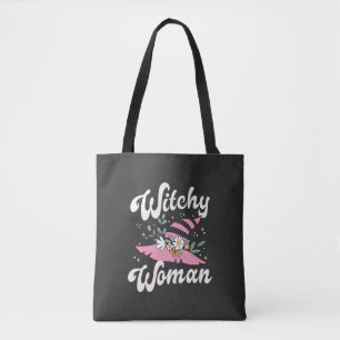 Bolsa Tote Mulher Testemunha Engraçada Bruxa Rosa Feita Hallo