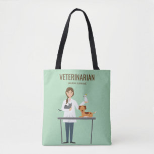 Bolsa Tote Mulher Veterinária Com Animais E Texto Personaliza