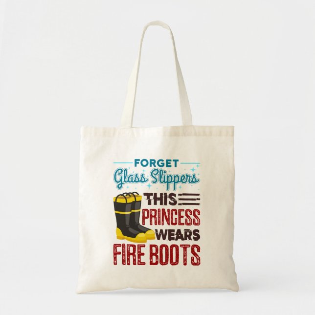 Bolsa Tote Mulheres Bombeiros Esta Princesa Veste Botas de Fo (Frente)