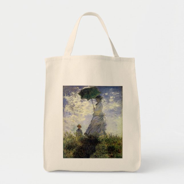 Bolsa Tote Mulheres com Parasol ~ Madame Monet com seu filho (Frente)