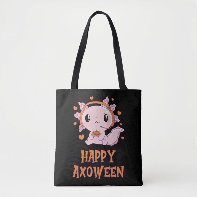Bolsa Tote Mulheres do Halloween Meninas jogando jogos de azu (Frente)