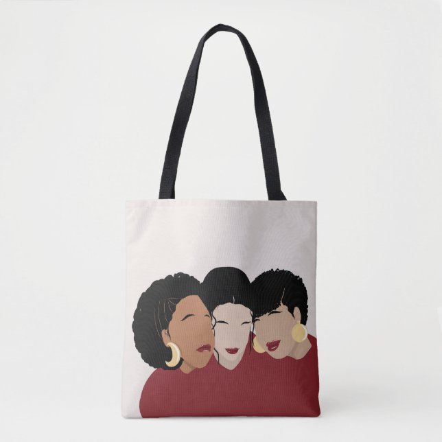 Bolsa Tote Mulheres Negras, Amigos Irmãs, Sombras de Melanina (Frente)