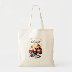 Bolsa Tote Mulheres Vintage Retro dos Anos 60 Tricô é Diverti