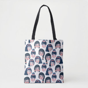 Bolsa Tote Mulheres Whimsical: Cartoon Face Art