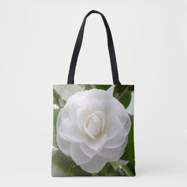 Bolsa Tote Multa branca da aguarela da camélia floral (Frente)