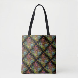 Bolsa Tote Multicolored Paisley Design on Black