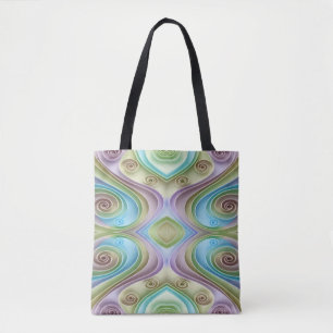 Bolsa Tote Multicor moderna em todo o impressão do tecido t