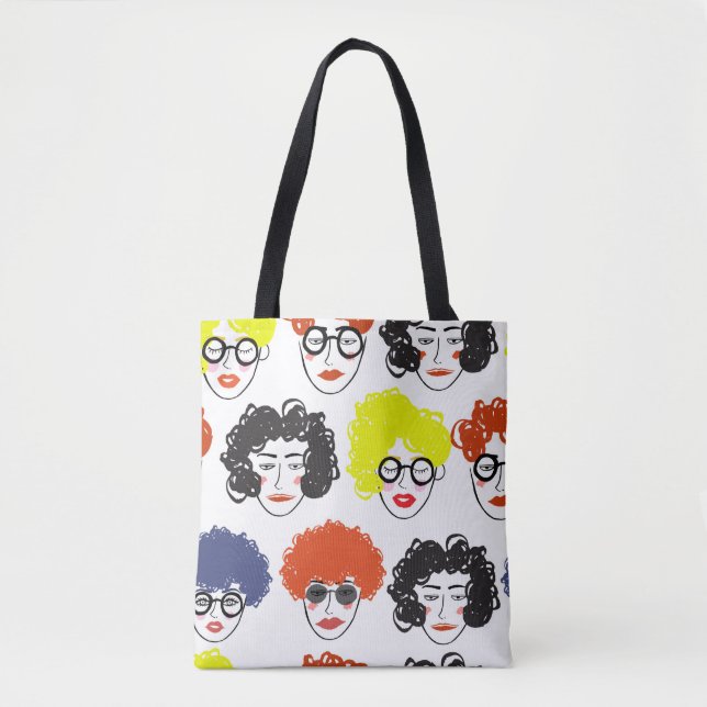 Bolsa Tote Multidão de povos engraçados, fundo sem descontinu (Frente)