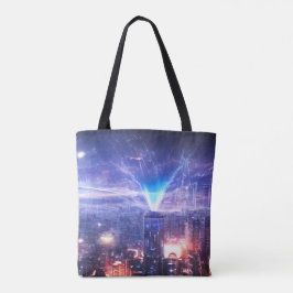 Bolsa Tote Mundo alienígena | Cidade de escudo futurística | 