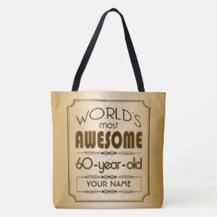 Bolsa Tote Mundo da celebração do aniversário do ouro 60th