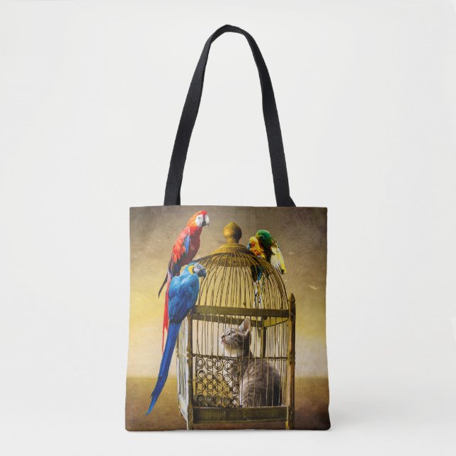 Bolsa Tote Mundo Invertido da Gaiola Dourada (Frente)